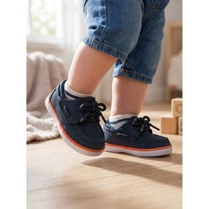 Sperry Top-Sider Toddler Navy Orange Mesh Boat Shoes Loafers Memory Foam